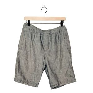Vince Mens Unisex Neutral Grey Drawstring Pull On Linen Blend Shorts 30‎